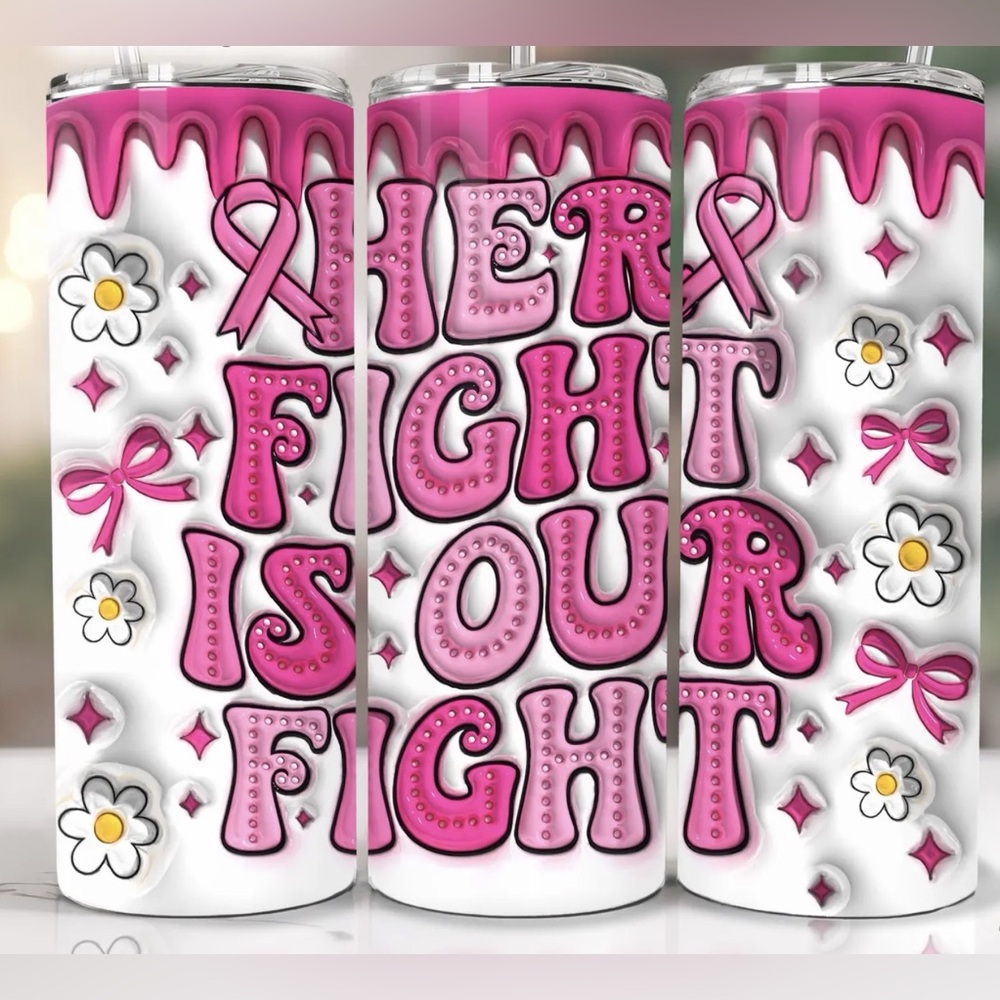 Her Fight Motivational Breast Cancer Tumbler 💗